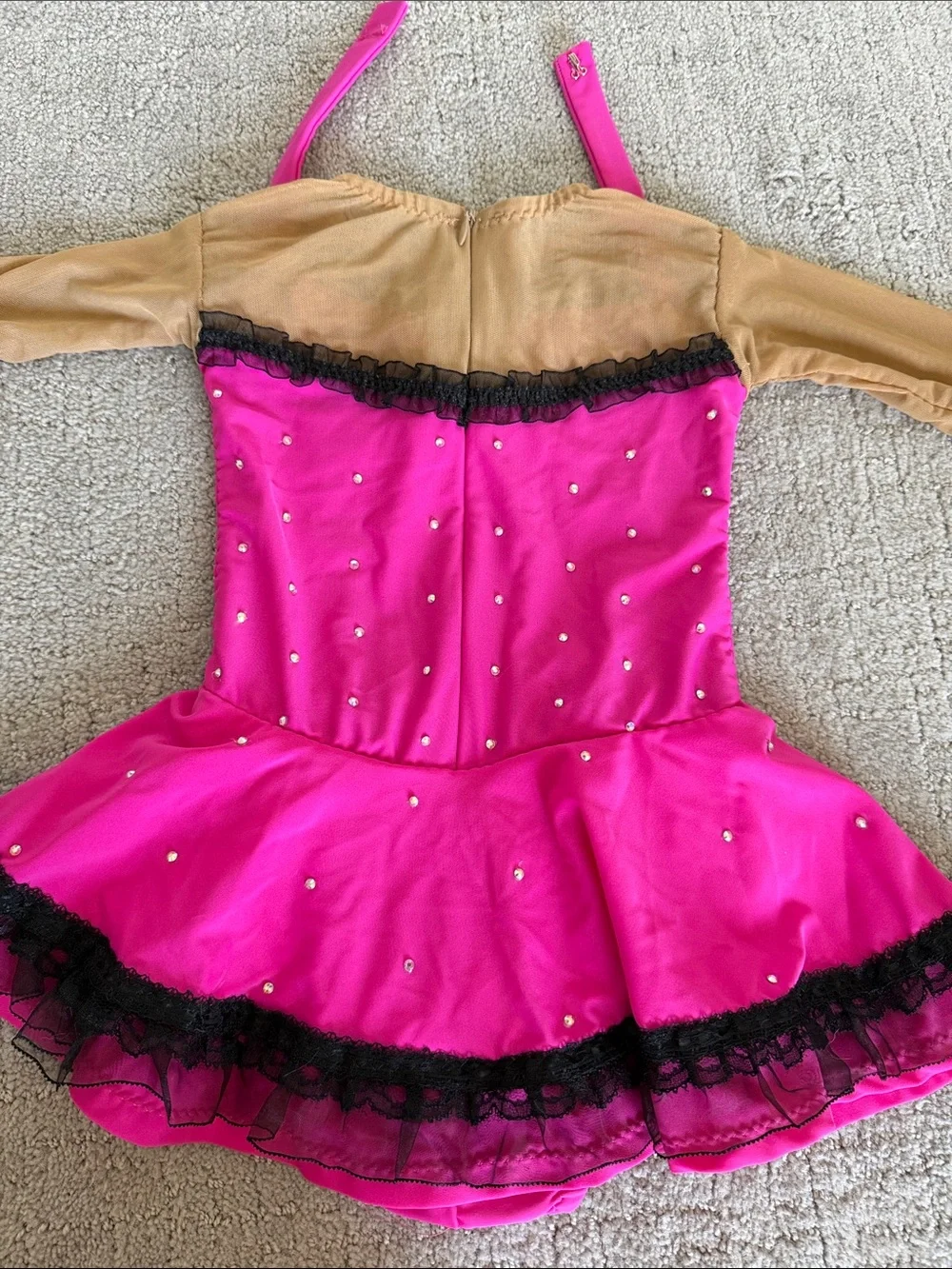 Girls Figure Skating Pink Dress/Costume Dress with Black Trim-custom